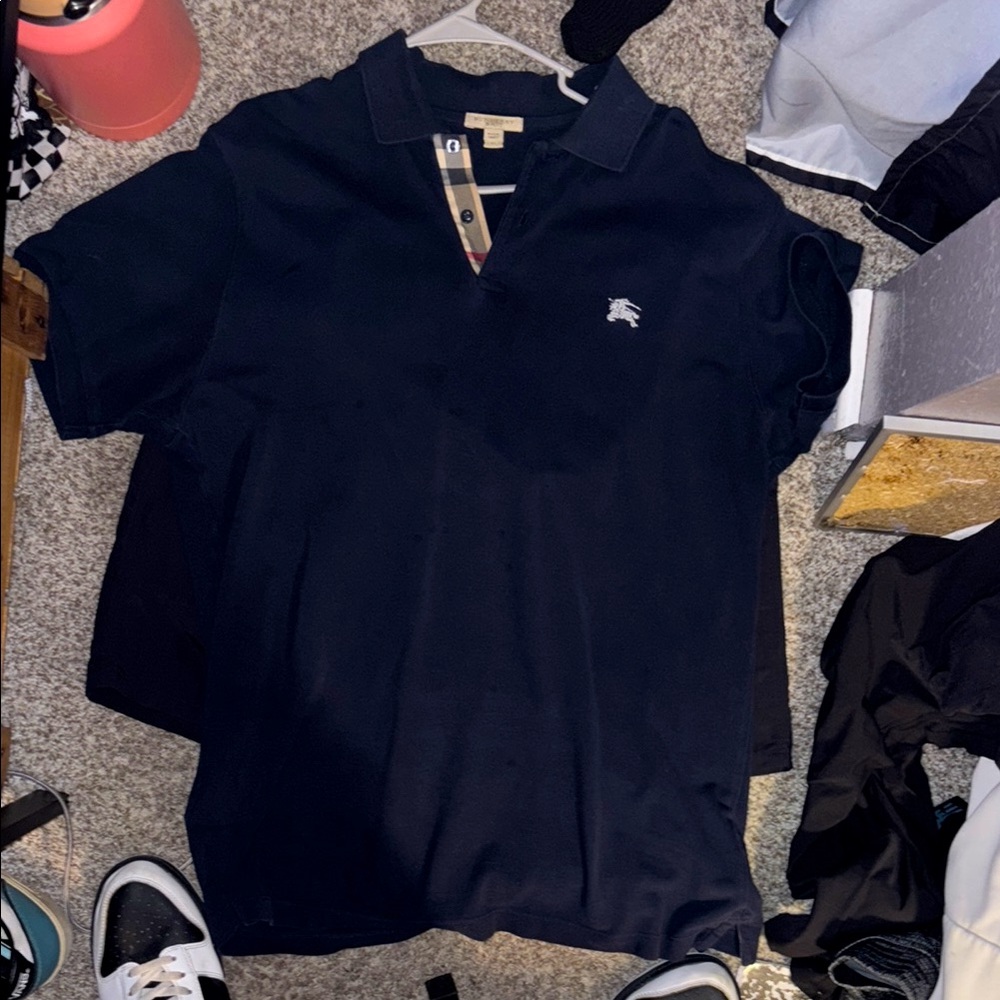 Men's (LEGIT) Navy Burberry Brit Polo Shirt